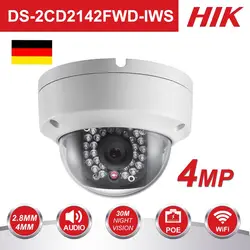 Оригинальный Hikvision 4MP Wi-Fi камера DS-2CD2142FWD-IWS мини панель приборов беспроводной связи ip-камера Поддержка аудио и сигнализации I/O PoE IP камера