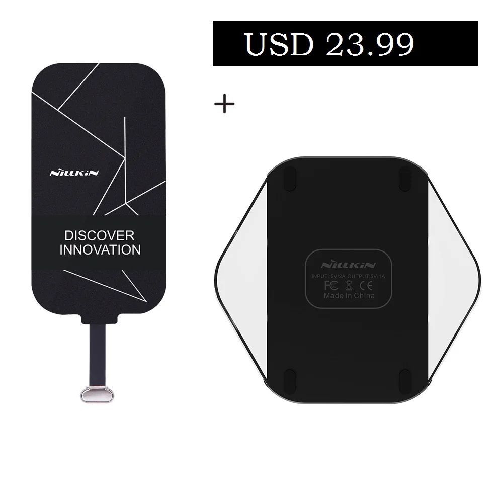 

For iphone 5s SE 6 6S 6 Plus 6s Plus 7 7 Plus Nillkin qi wireless charger pad + wireless charger receiver Portable Charger pad
