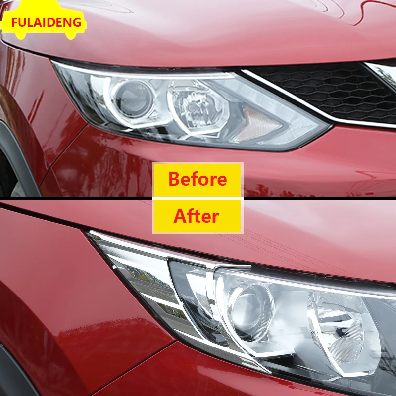 2 шт. для Nissan Qashqai- ABS хромированные, для передних фар украшение фар рамка отделка автомобиля Стайлинг Аксессуары