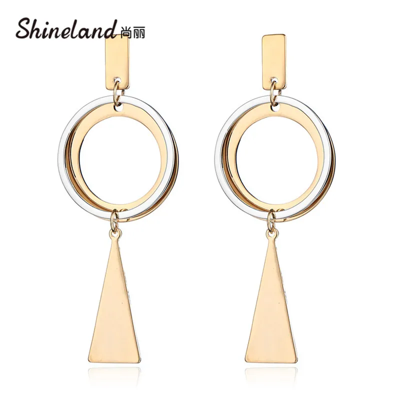 

Shineland Geometric Fashion Drop Earrings Simple Long Dangle Earrings For Women Jewelry aretes de mujer modernos 2019
