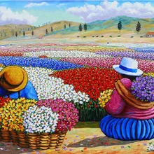 Цветок двор DIY живопись по номерам 24 Цвета Пигмент кисть Искусство Ручная роспись креативная Цифровая живопись маслом