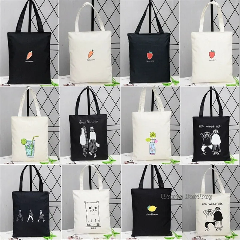 Новая Экологичная сумка для покупок, прекрасная Холщовая Сумка, сумка для покупок, сумка-тоут, Эко сумка-мессенджер, квадратная сумка с фруктами