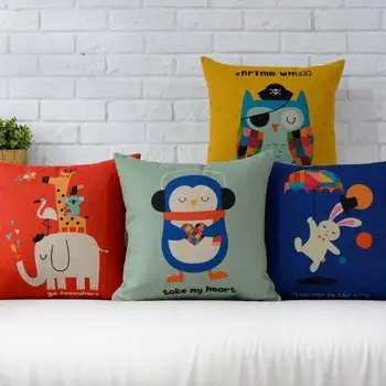 

Cartoon animal kingdom OWL rabbit cotton pillow Cushion Linen Pillowcases for office home decorate sofa cushions