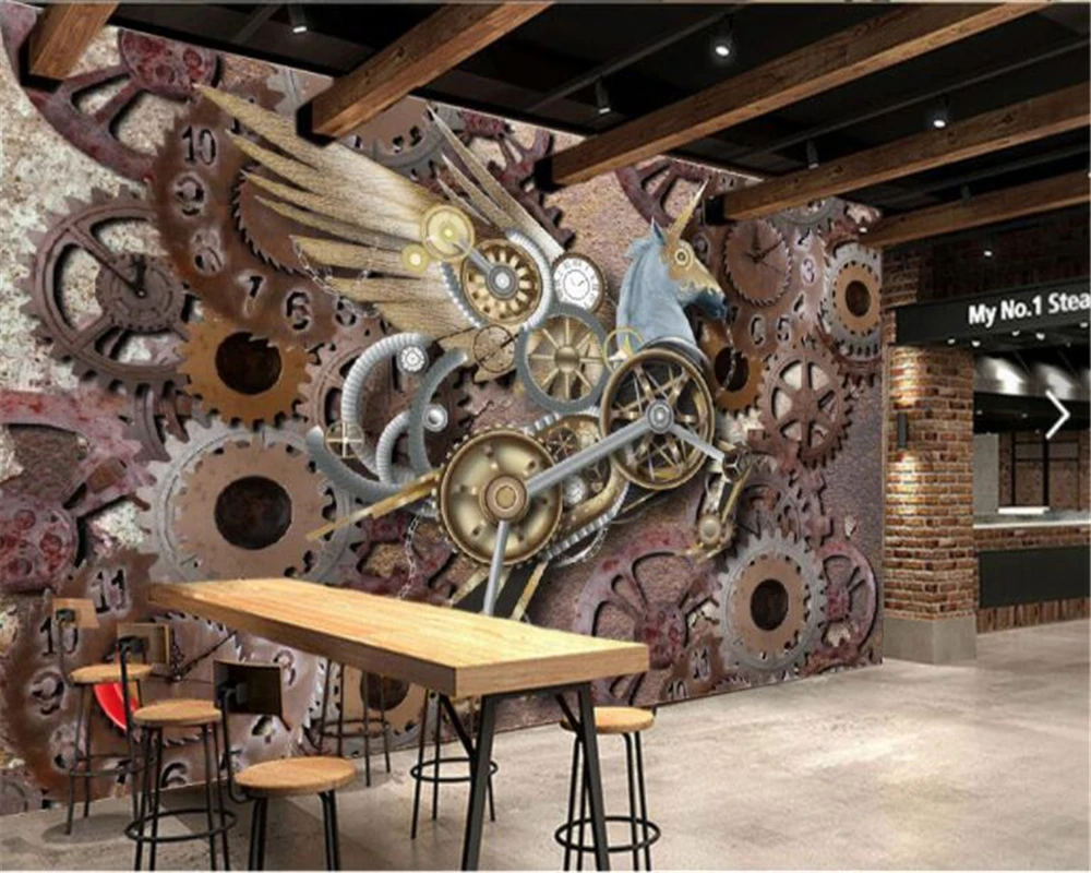 

beibehang Custom Decorative Decorative Wall paper Retro Nostalgic Machine Bar Bedroom Background Wall papel de parede wallpaper