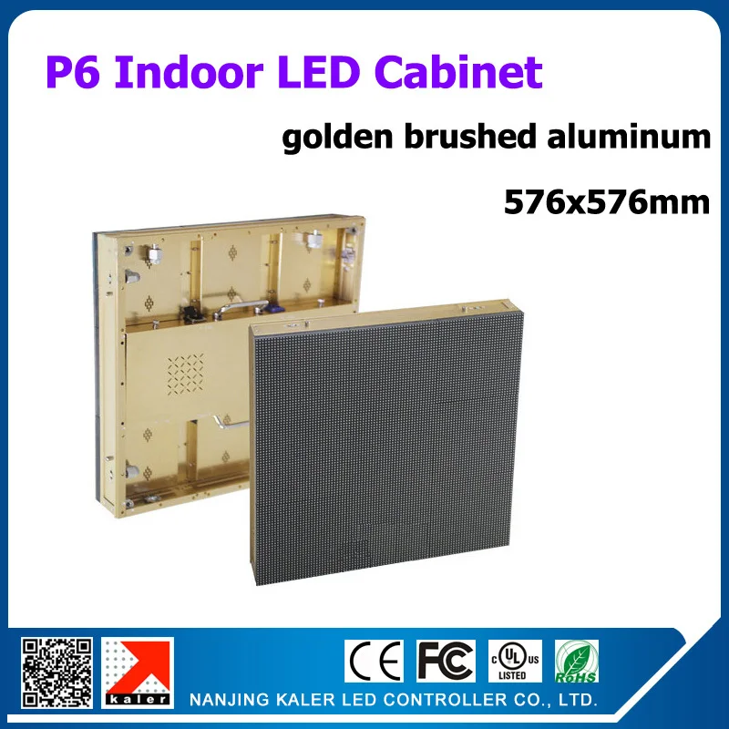 

TEEHO Golden brushed aluminum indoor led display panel p6 576x576mm 96x96 dots high quality rental indoor led display video wall