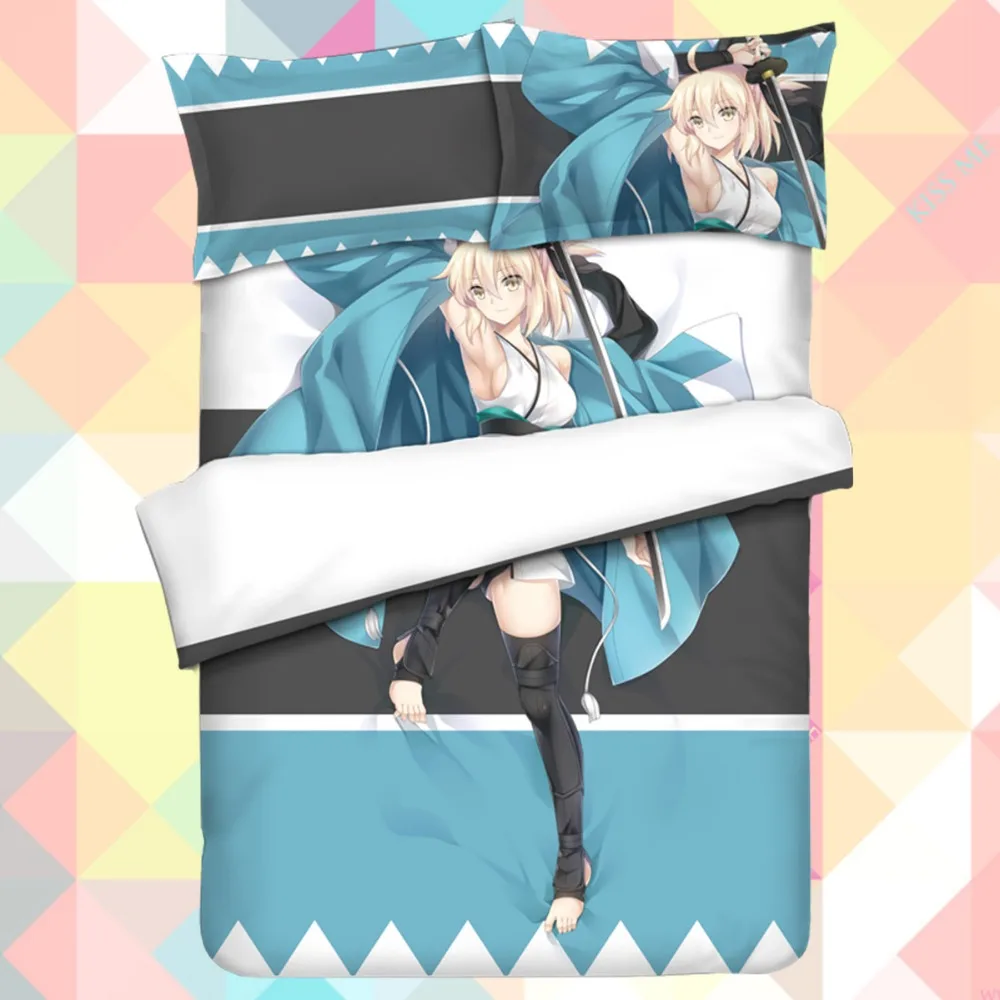 

Anime Cartoon Fate/Koha-Ace Okita Souji Mordred Quilt Cover Bedding Set With Pillow Cases Bed Sheet Duvet Cover Set 4pc 170004