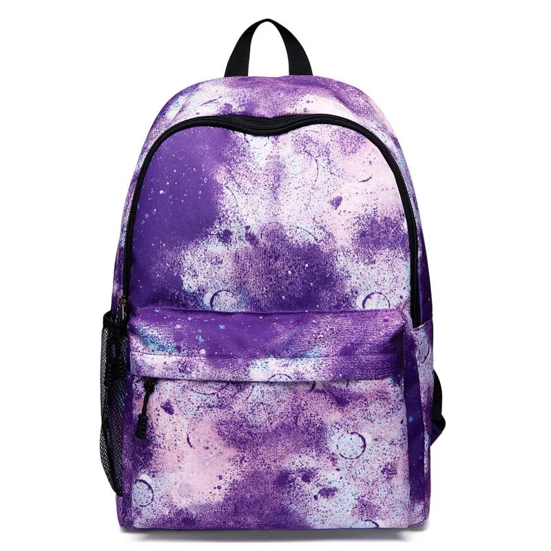 Men Canvas School Laptop Backpack Galaxy Star Universe Space USB Charging for Teenagers Boys Student Girls Bags Travel Mochila - Цвет: Purple