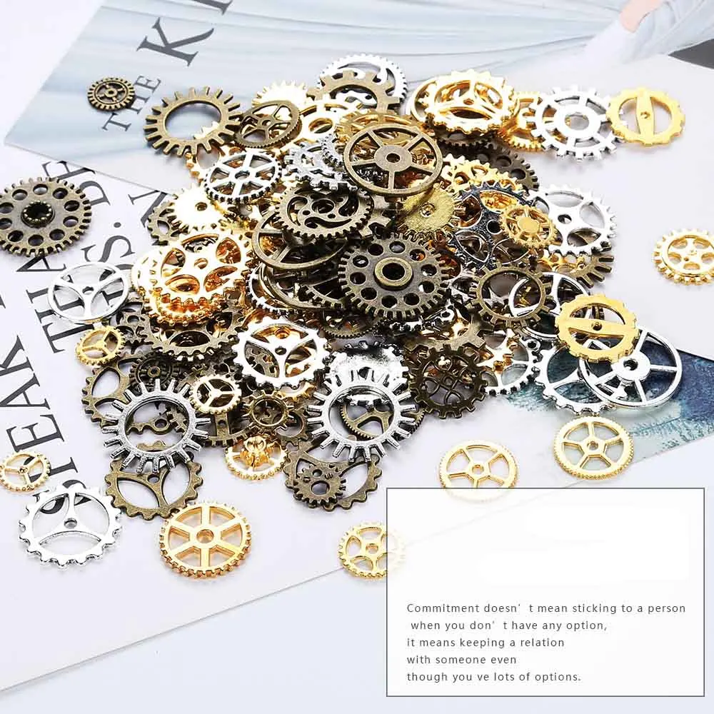 

60pcs/set DIY Crystal Drop Adhesive Seal Alloy Gear Bronze Gear Fittings Punk Steam Gear Jewelry Figurines DIY Accessories Gift