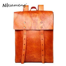 NBSAMENG Cow font b Leather b font font b Men b font font b Backpack b