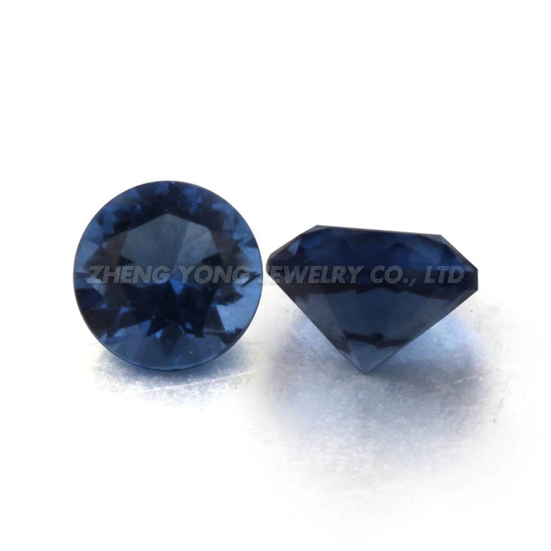 

High Quality Round 6mm-12mm Round Brilliant Cut Synthetic Sapphire Blue Glass Stone
