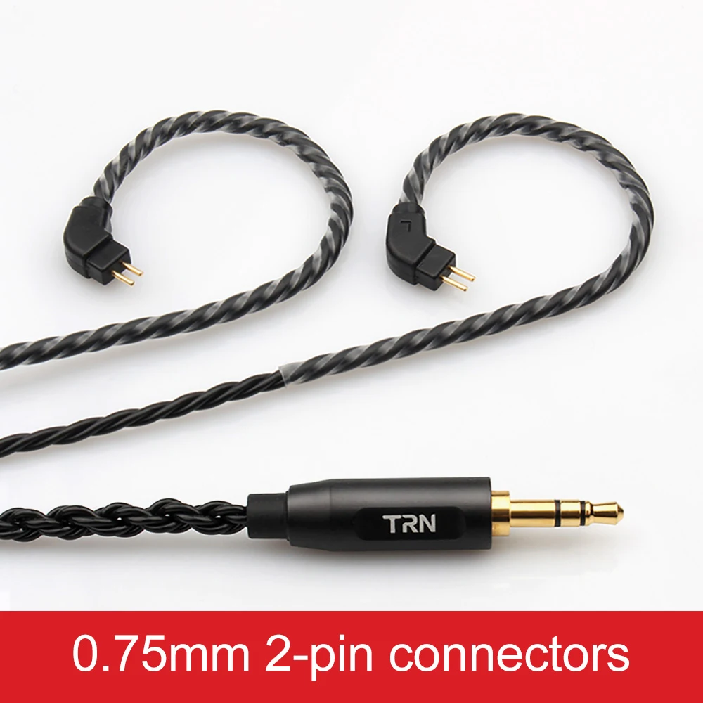Для TRN 0,75 мм 0,78 мм MMCX HiFi Качество звука 6 нитей проволоки тканый высококачественный штекер вокруг уха высокого класса провод кабель для гарнитуры - Цвет: 0.75MM black