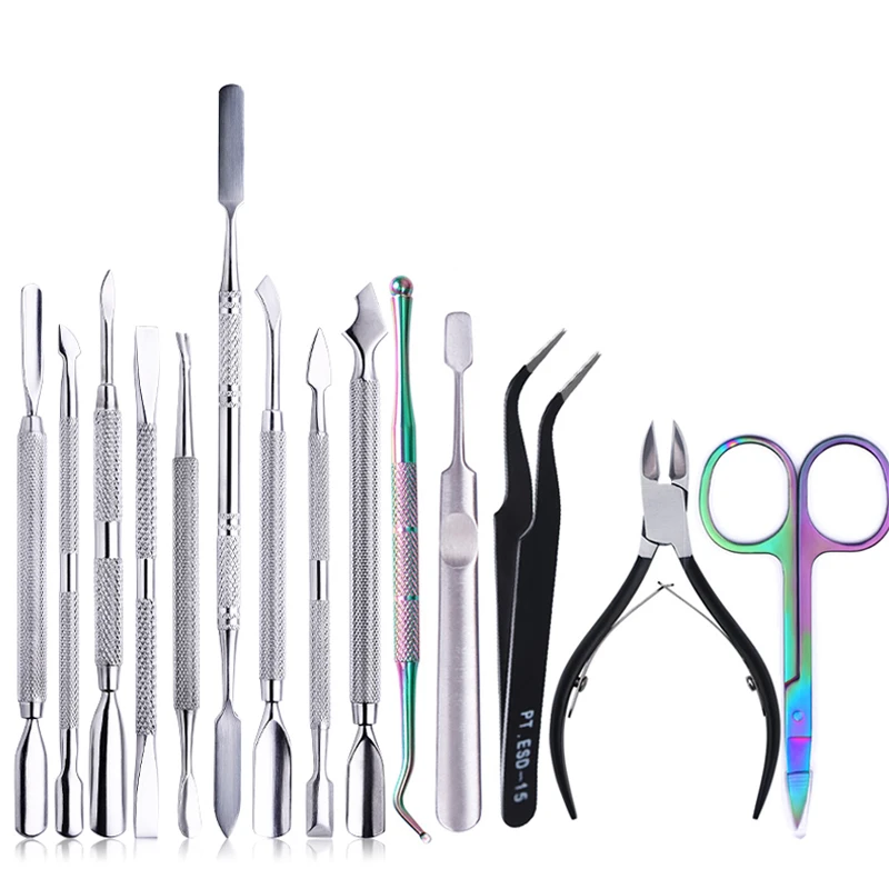 

Nail Cuticle Pusher Tweezer Cutter Nipper Clipper Dead Skin Remover Manicure Predicure Nail Art Tool Dual-ended Anti-slip Handle