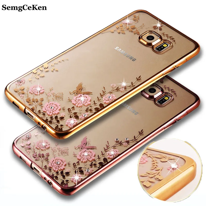 

SemgCeKen luxury original silicone case for samsung galaxy S6 S7 edge S6EDGE S7EDGE silicon gold tpu clear soft coque cover etui