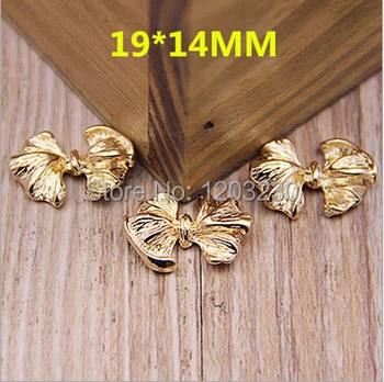 

Free shiping New bowknot shape alloy gold tone plated metal tie floating locket charms 19*14mm hair/headband decoration material