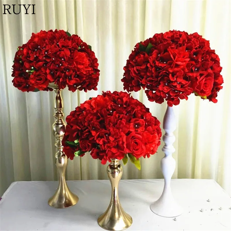

Silk flower ball with foam ball hydrangea rose simulation road cited rome column flowers T station for wedding props decor 1pcs