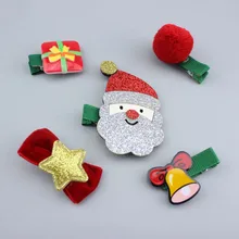 

New Design Cute Hair Clips Christmas Hair Pin Cute Crown Snowman Bow Hairpin Girls Children Hair Accessories 5pcs