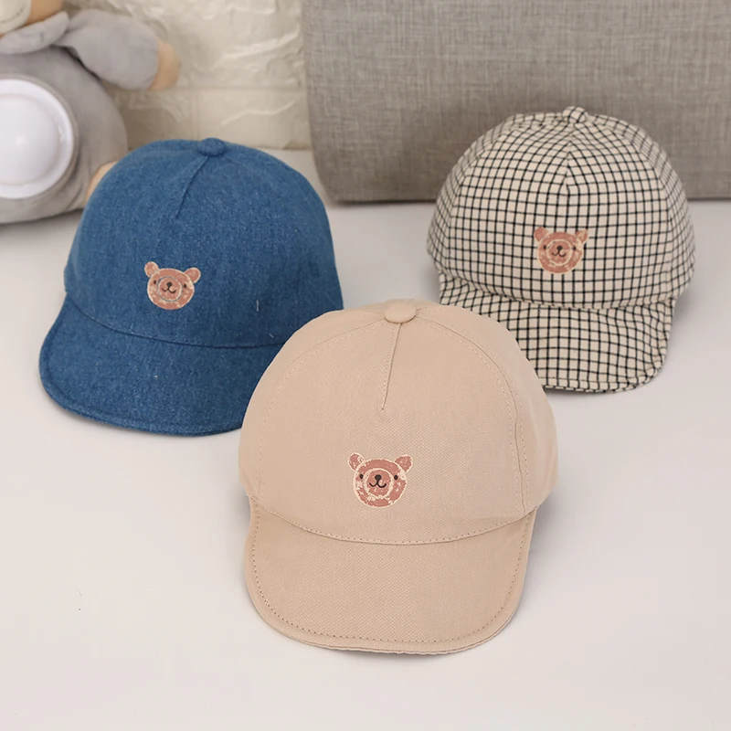 

Fashion Summer Newborn Kids Girl Boy Sun Hat Cotton Beret Hat Cartoon Striped Bear Baseball Cap Baby Hats Bucket Caps