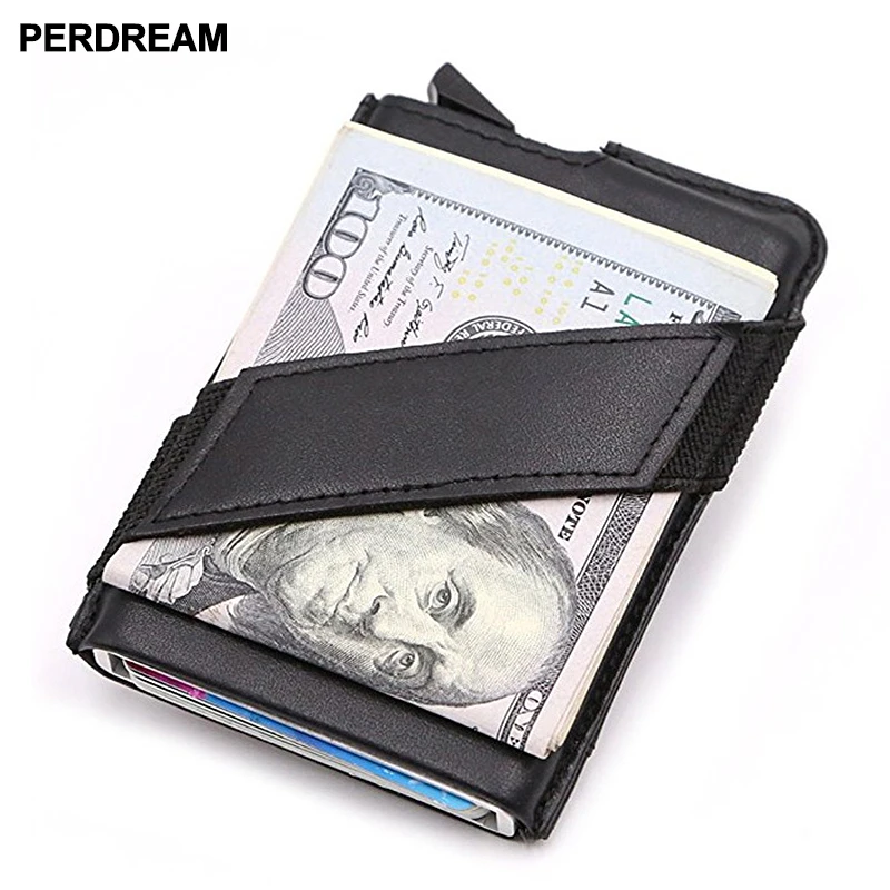 

Leather aluminum alloy wallet, RFID shielded brake bomb bank Kaka bag