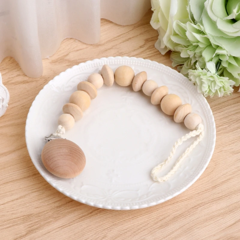 

2017 Cute Baby Natural Wooden Beaded Pacifier Holder Clip Nursing Teether Dummy Chain Hot Gift NOV4_15