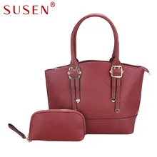 SUSEN 4231 Nuevo Bolso de Las Mujeres + Monedero 2 Unids Set Fashion City ocio costura de gran capacidad portátil de hombro Brillante Color bolsa