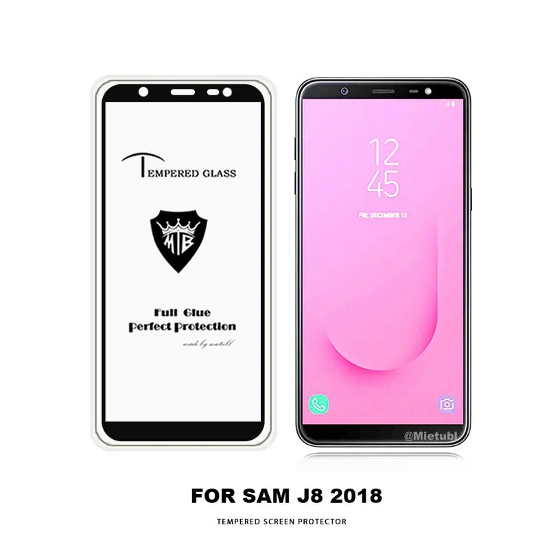 Полноэкранное закаленное стекло с Клеем AB Защитная пленка для экрана Samsung Galaxy J8