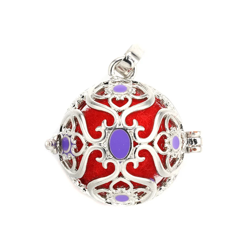 

MODKISR New Arrival 6pcs Hollow Cage Filigree Ball Box Essential Oil Diffuser Locket Pendants Four Leaves Jewelry Without Chain
