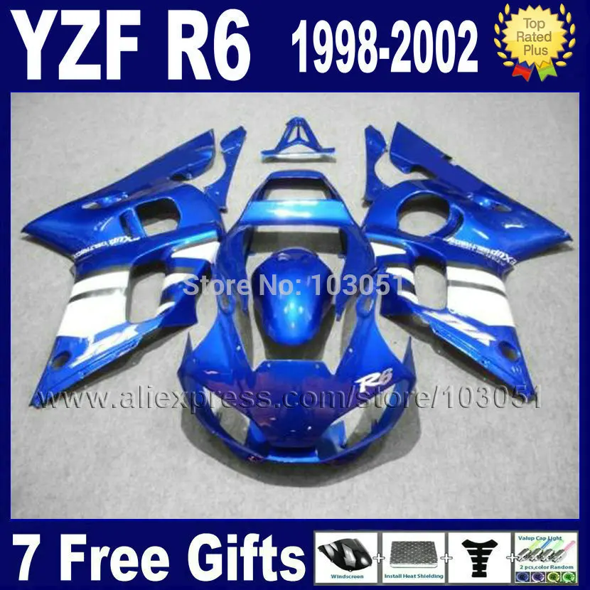 7gifts ABS plastic fairing for YAMAHA YZFR6 1998 1999 2000 2001 2002 YZF600 02 00 99 98 blue YZF R6  fairings kit body repair