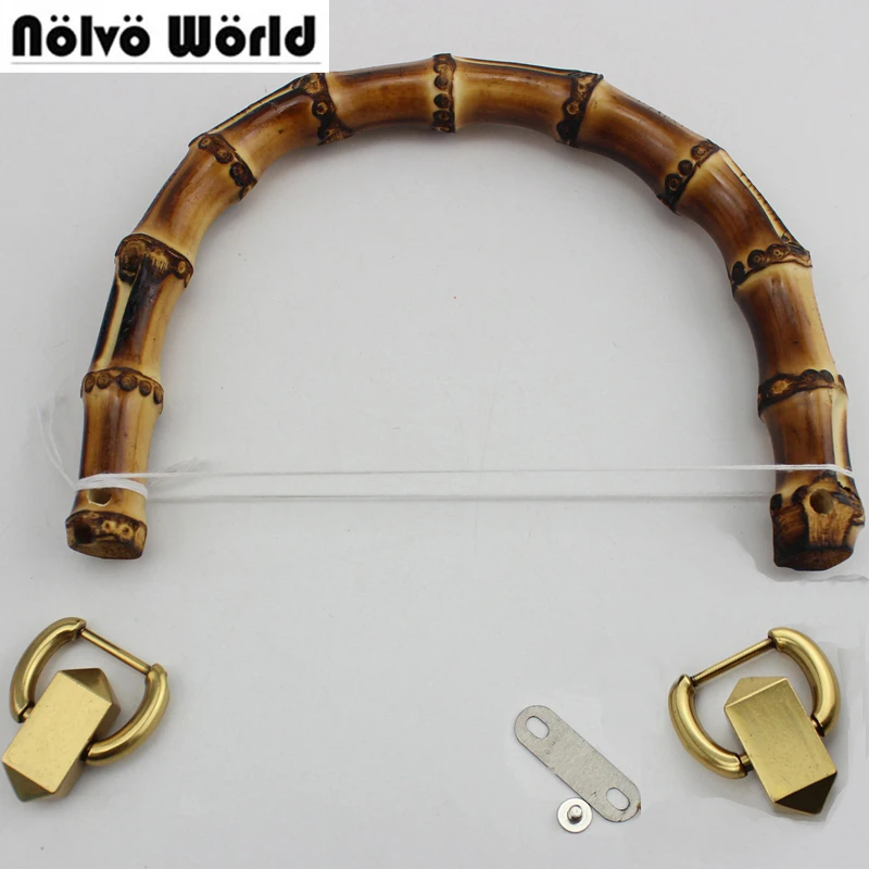 

10 pieces,old gold 15.5X12cm Natural bamboo handles for bags, nature bamboo handle for DIY bags purse