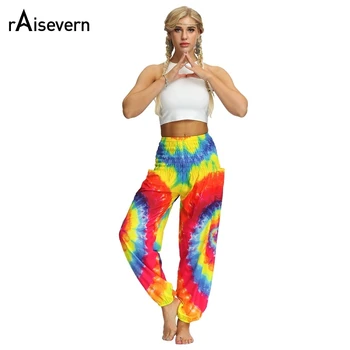 

Raisevern Stylish Ethnic Wide Leg Women Casual Printed Loose Pants High Waist Slim Woman Trousers Fitness Sportswear
