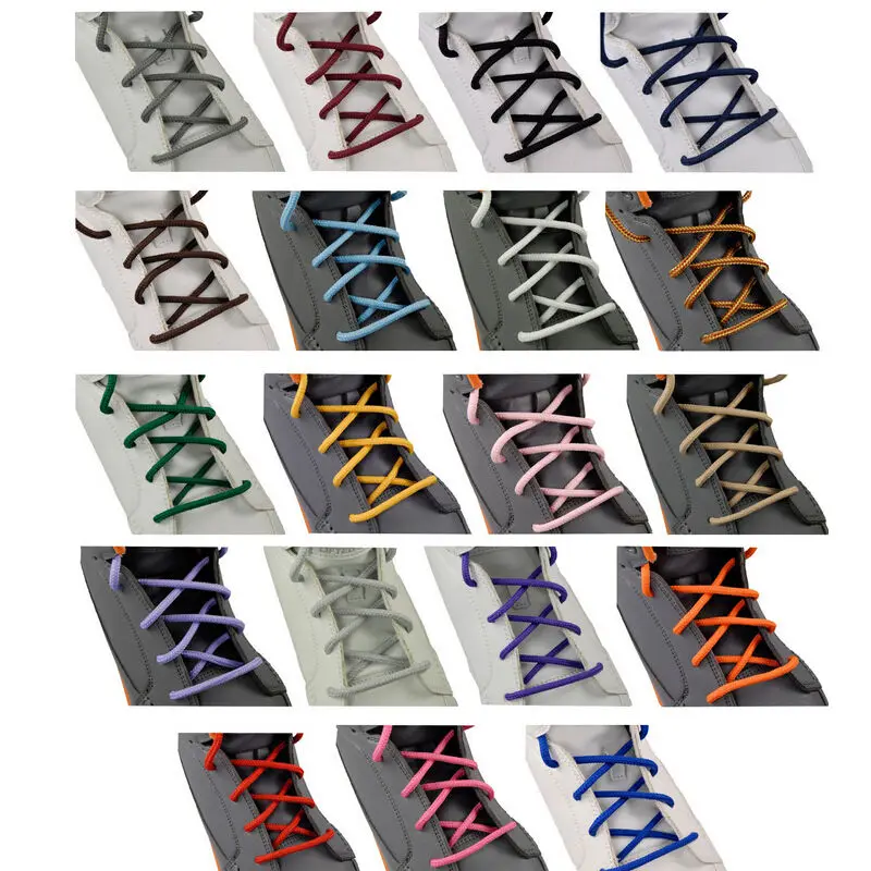 1pair 85cm 13Colors Solid Shoelaces Cotton Waxed Round Cord Dress Bootlaces Shoes Accessories