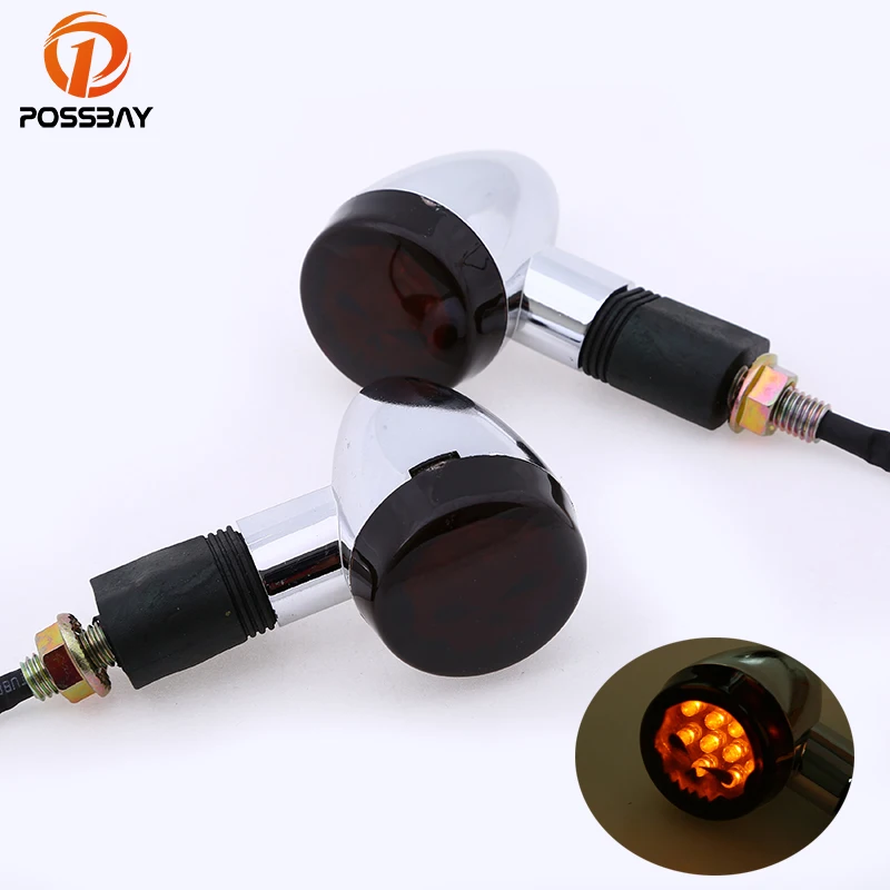 POSSBAY Special Skull Lens Style Motorcycle Turn Signals Racing Bike