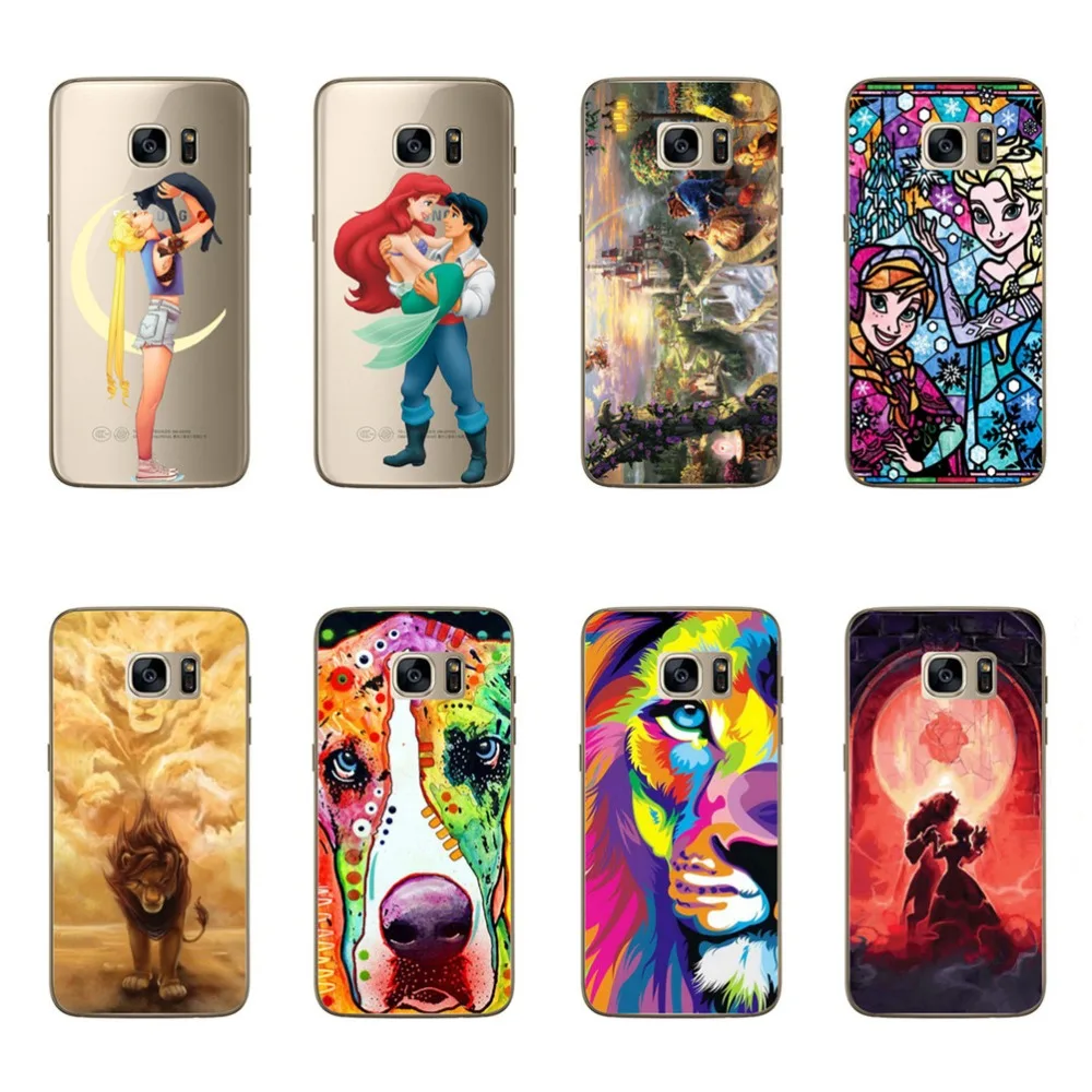 For Samsung Galaxy S7 Luxury Phone Case Beauty and the beast Lion Dog Design Soft Skin Bag Funda Coque |