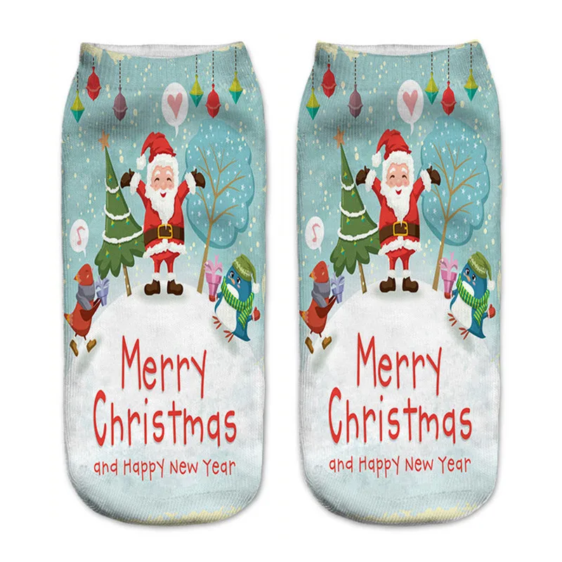 Бренд Chamsgend Merry Christmas, женские носки, новинка, Harajuku, 3D принт, Kawaii, до лодыжки, Calcetines Femme Mujer, носки, милые носки A1 - Цвет: TZZ70816661D