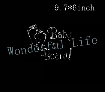 

Free shipping rhinestone iron on transfer Baby on Board Rhinestone Iron On