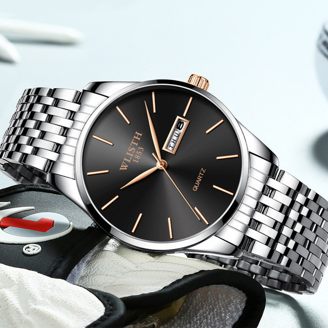 Watches Top Brand Luxury Ultra-thin Male Clock Steel Display Week Date Fashion Quartz-Watch Business Men Wrist Watches