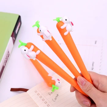 

Korean New Cute Cartoon Creative White Rabbit Love Carrot Students Black Neutral Pen Office Signature Pen Stationery for Office
