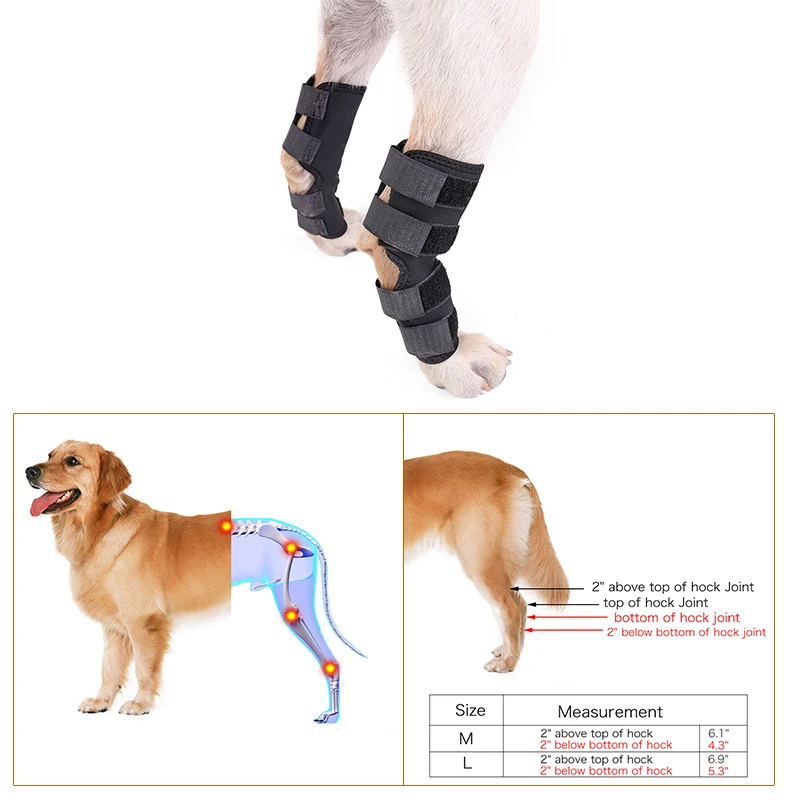 New Pet Knee Pads Dog Support Brace for Hind Leg Hock Joint Wrap ACL