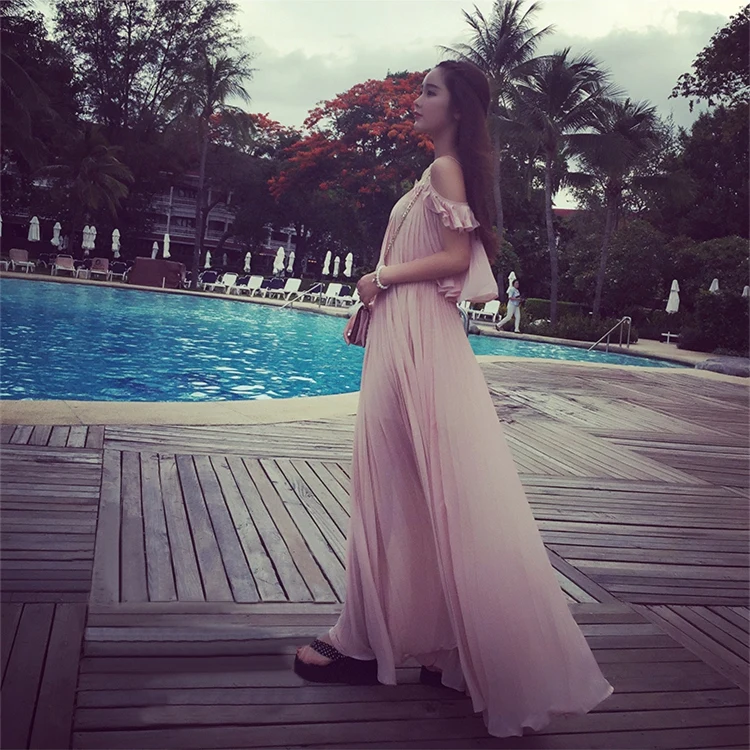 2017 Весна Лето Женщины Без Рукавов Расширение Нижней Пляж Dress Дамы Сексуальная