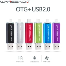 Новинка, флеш-накопитель Wansenda OTG, 16 ГБ, USB флеш-накопитель, 64 ГБ, USB флешка, 32 ГБ, 8 ГБ, USB 2,0, флешка, 4 Гб, USB флеш-карта памяти для телефонов