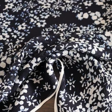 Темно-синий Цветочный Шелковый креп ткань шарф платье материал шелк жатый шифон 100*125 см