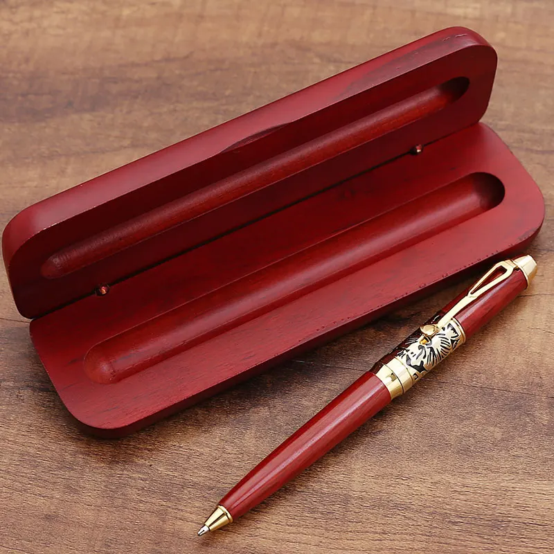 Офисная деловая ручка из красного дерева с шариком, деревянная ручка, модная Ретро Ручка для совещаний подарочный набор, деревянная подарочная ручка для школьников - Цвет: Ballpoint pen case