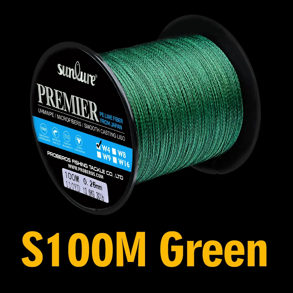 Green 100 м леска красная/зеленая/серая/желтая/синяя плетеная леска 6LB-100LB PE леска зеленая посылка леска - Цвет: Green