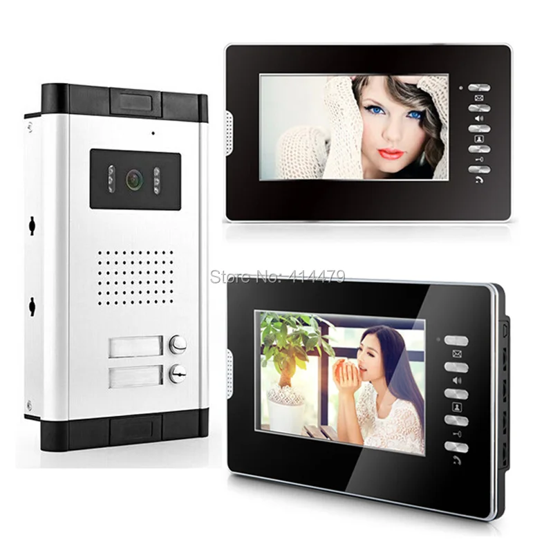 2 Unit 7 inch LCD Apartments Color Video Door Phone Doorbell House Security System 700VL Camera