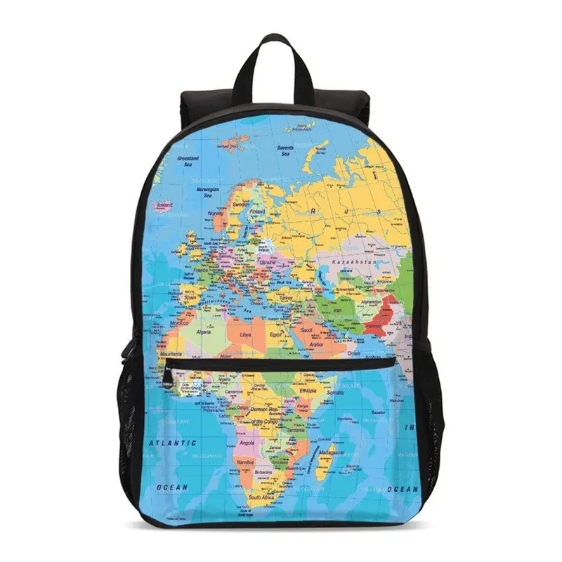 

Backpack For Boys Girls Fashion Luxury World Map 3D Printing School Bags Teenage Children Kids Student Bookbag Mochila Escolar