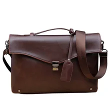 Brand Casual Men Briefcase Men Messenger Bags Business Vintage Crazy Horse Leather Shoulder Bag Male Laptop Bags for Men