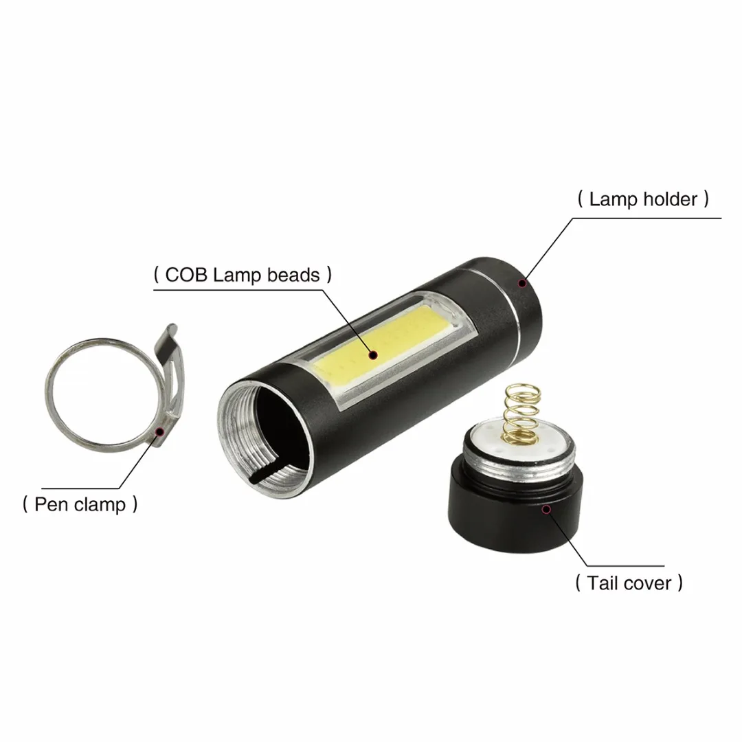 Super Portable Mini COB LED Flashlight 14500/AA Torch Working Pocket Pen Lamp With Clip Daily Waterproof Penlight