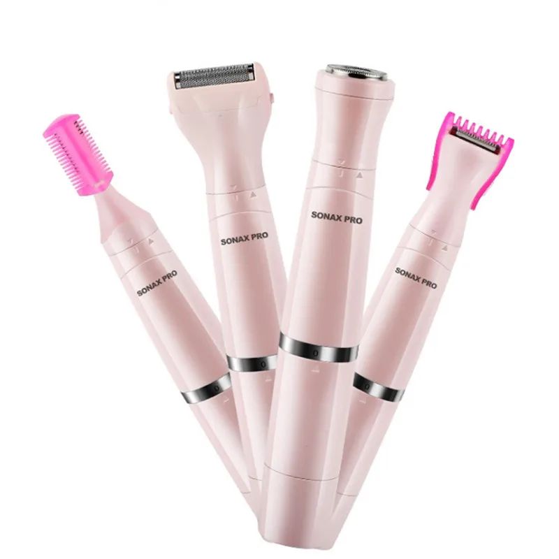 Pink JUNEJOUR четыре в одном Usb Перезаряжаемый электрический эпилятор машина для женщин для зоны Бикини подмышек бритья водонепроницаемый безболезненный триммер - Цвет: Pink