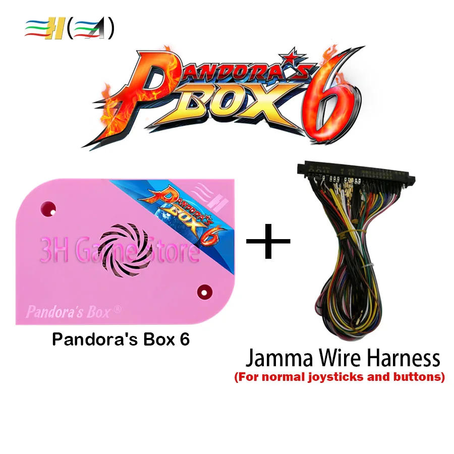 Оригинальная коробка Pandora 6 1300 в 1 jamma аркадная машина аркадный шкаф CRT CGA VGA HDMI Поддержка fba mame ps1 игра 3d tekken pacman - Цвет: PDB with normal wire