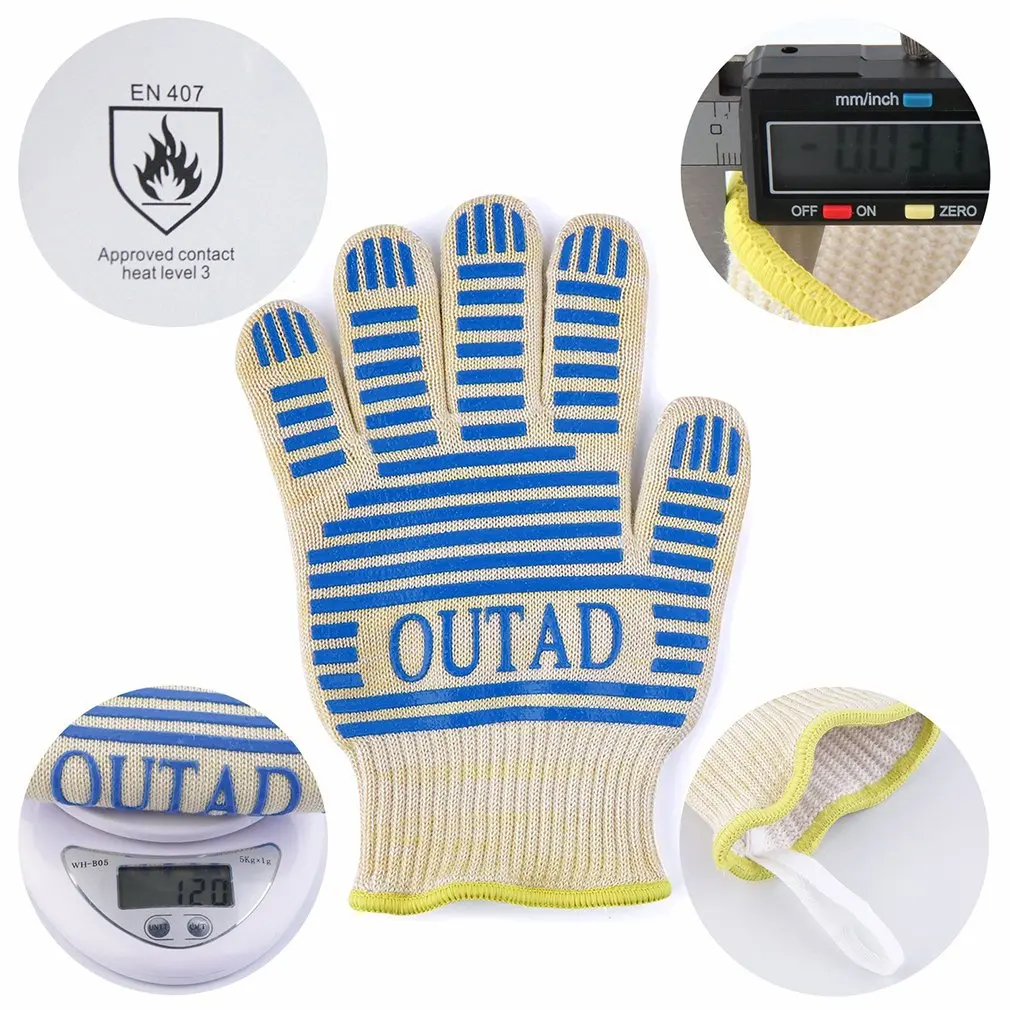 

OUTAD Working Gloves Heat-resistant Gloves Heat Resistant Waterproof BBQ Set 5 Finger safety gloves working gloves
