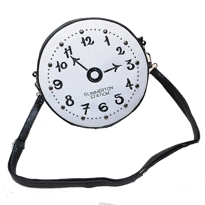 High Quality Ladies Clock Shaped Messenger Bags PU Fashion Circular